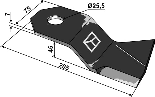 Flail 205x75mm - right