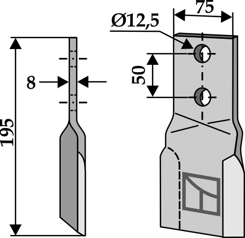 Flail 195x75mm, left