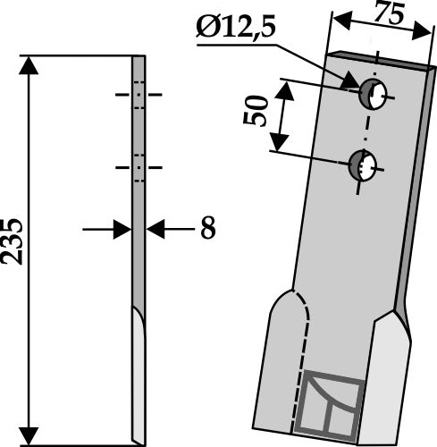 Flail 235x75mm, left