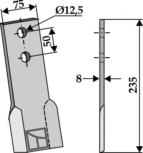 Flail 235x75mm, right