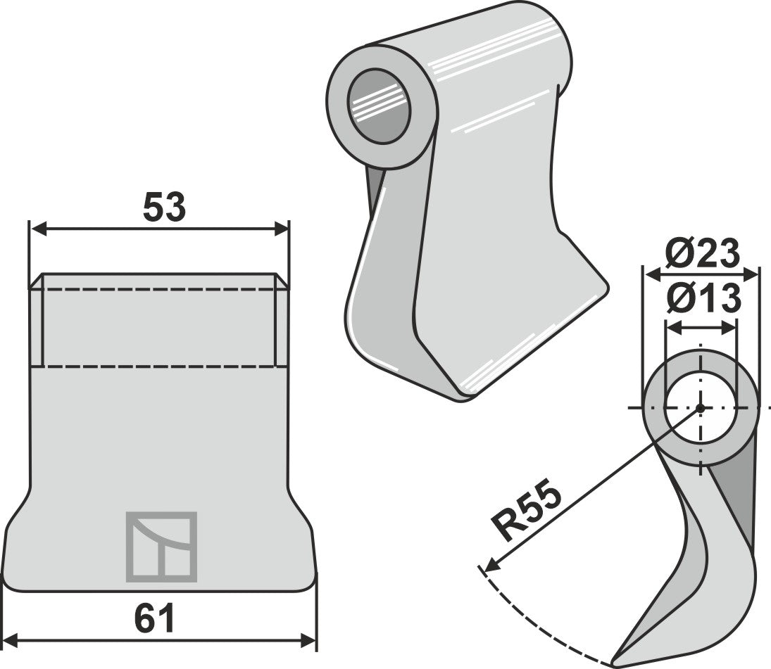 Pruning hammer 61x53mm