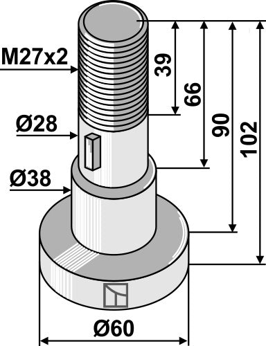 Pin for assembling with 2 blades