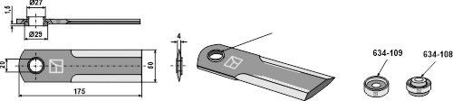 Straw chopper flail blade
