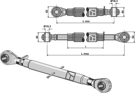 Top-links with hardened tie-rod M27x3