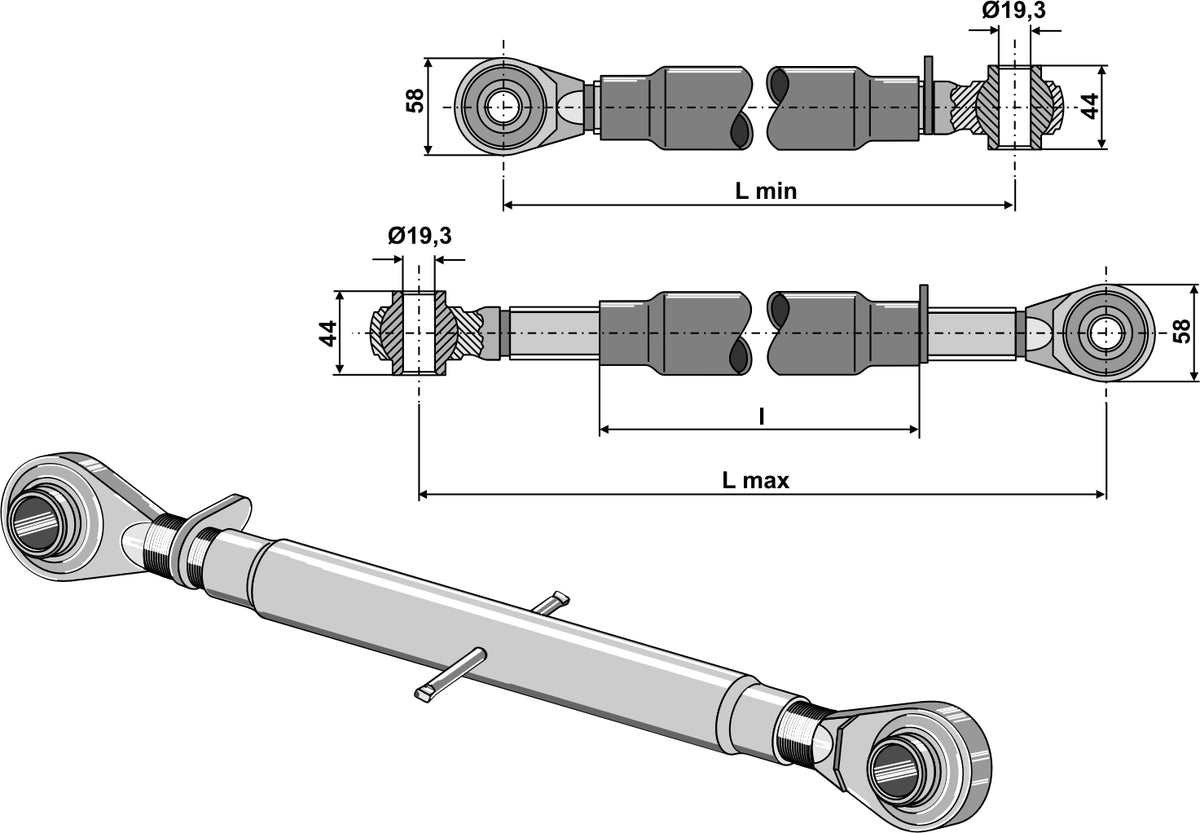 Top-links M30x3,5 standard