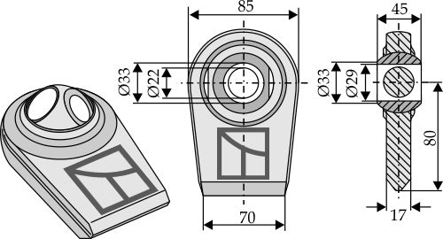 Ball joint terminals for lower-links with double drilled ball - to be welded