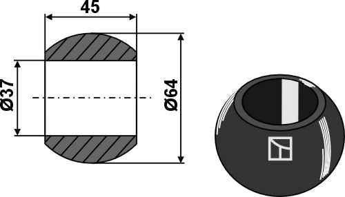 Ball for lower link hooks - Cat. III - BLACK LINE