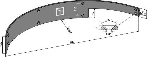 Guideboard 860mm - left