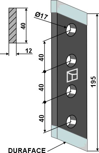 Bolt-on tine DURAFACE - left