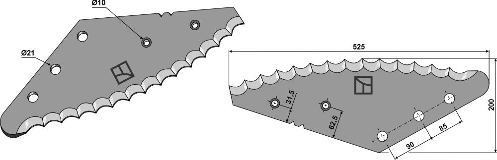 Fodder mixer knives