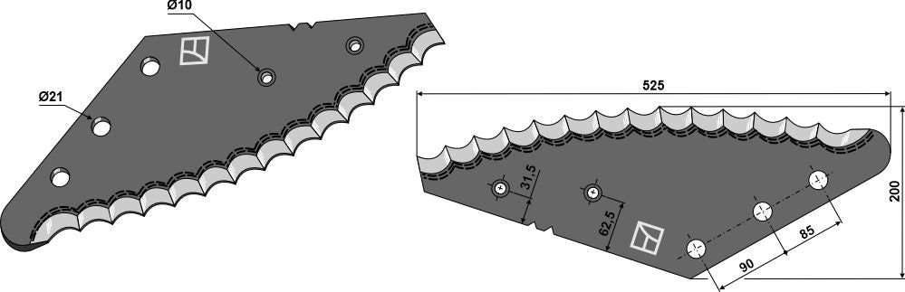 Fodder mixer knives - hard metal faced
