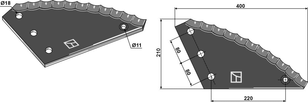 Fodder mixer knives - hard metal faced