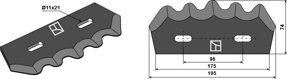 Fodder mixer knives - hard metal faced