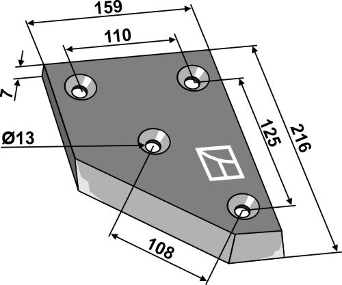 Left-side corner knife the direction of motion