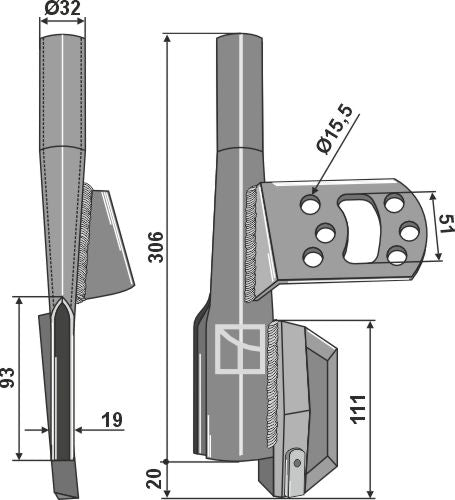 Seed tube - right