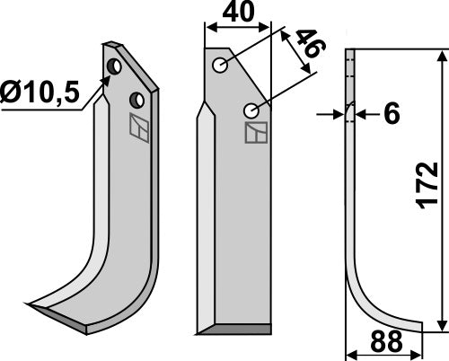 Blade 172x40mm, right