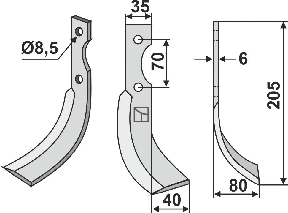 Blade 205x35mm, right