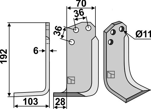 Blade 192x70mm, left