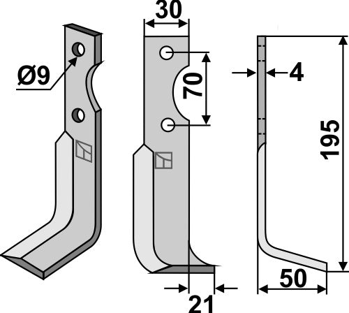 Blade 195x30mm, right