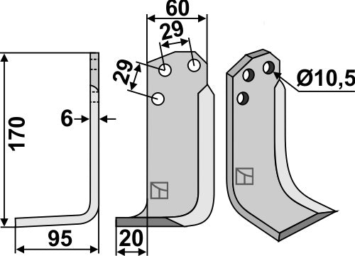 Blade 170x60mm, left