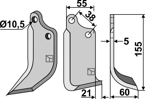 Blade 155x55mm, right