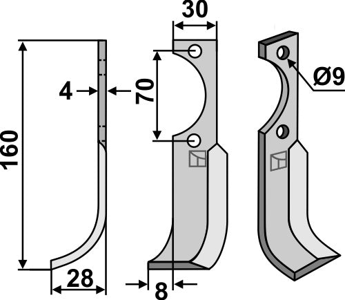 Blade 160x30mm, left