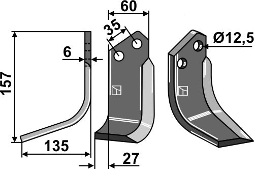 Blade 157x60mm, left