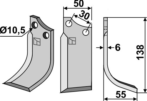 Blade 138x50mm, right