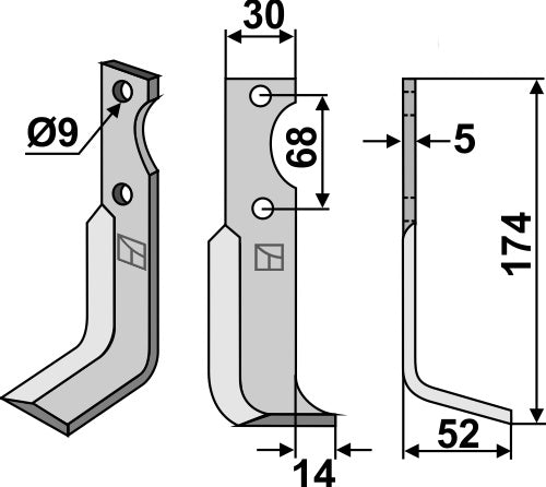 Blade 174x30mm, right