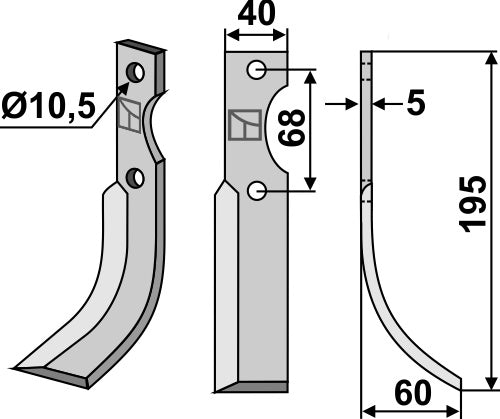 Blade 195x40mm, right