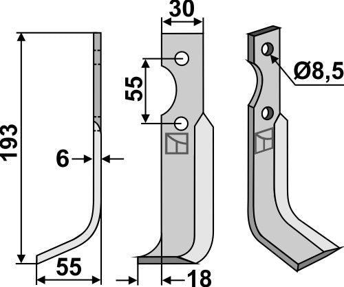 Blade 193x30mm, left