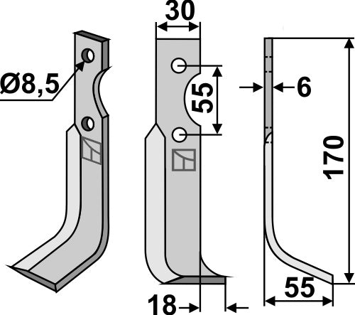 Blade 170x30mm, right