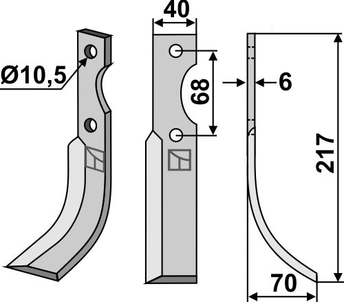 Blade 217x40mm, right