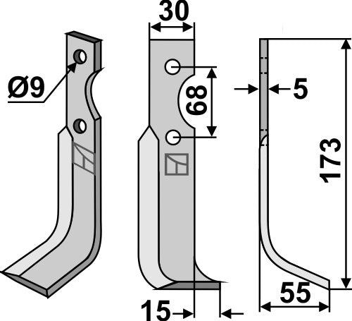 Blade 173x30mm, right
