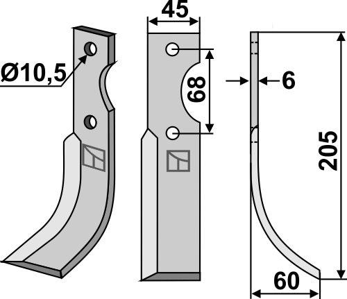 Blade 205x45mm, right