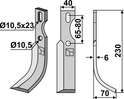 All-purpose blade 230x40mm, right