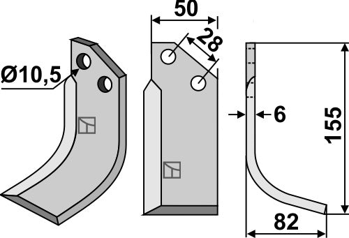 Blade 155x50mm, right