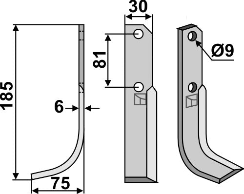 Blade 185x30mm, left