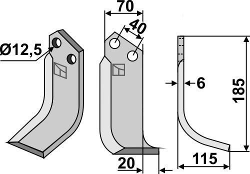 Blade 185x70mm, right