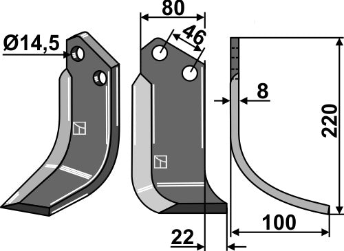 Blade 220x80mm, right