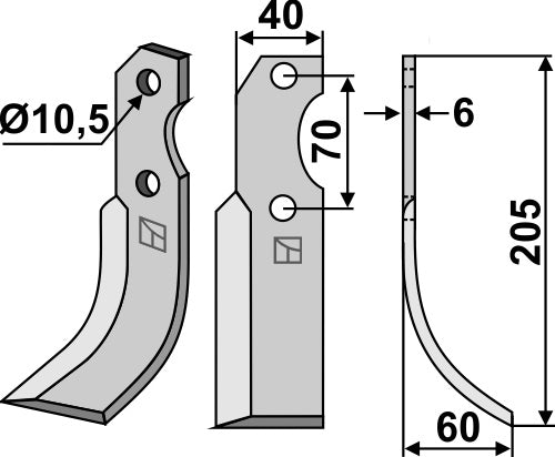 Blade 205x40mm, right