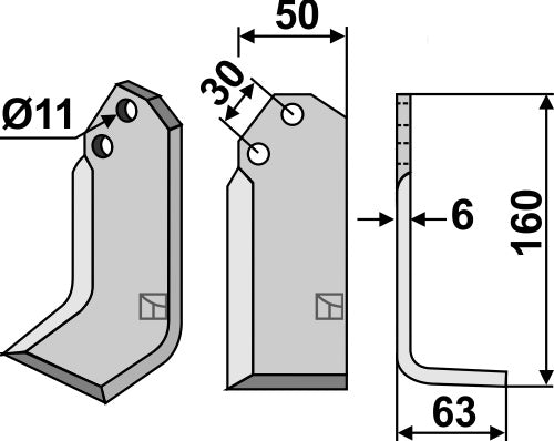 Blade 160x50mm, right