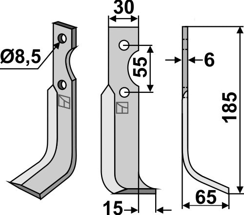 Blade 185x30mm, right