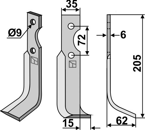 Blade 205x35mm, right