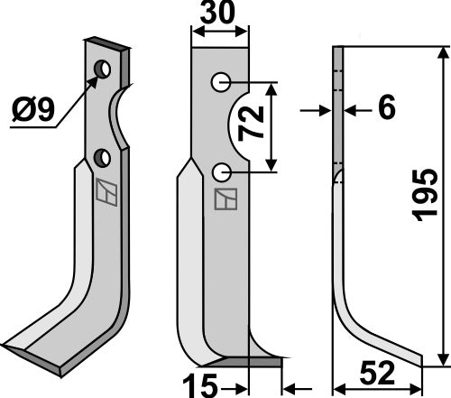Blade 195x30mm, right