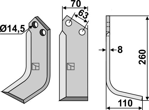Blade 260x70mm, right