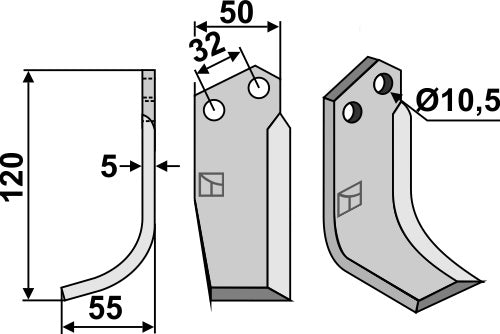 Blade 120x50mm, left