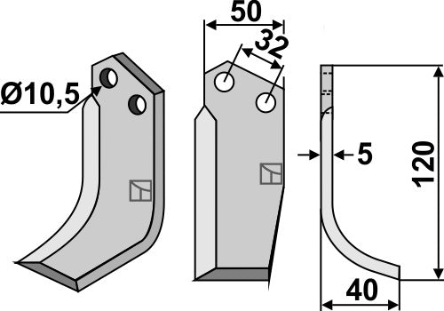 Blade 120x50mm, right