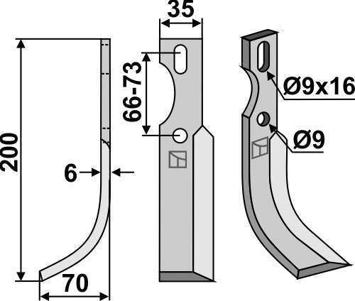 All-purpose Blade 200x35mm, left
