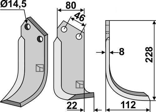 Blade 228x80mm, right